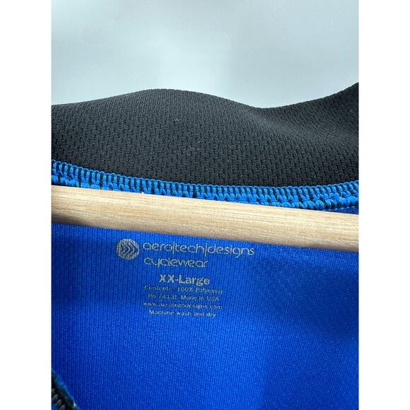 Aero Tech Designs Cyclewear Shirt Men XXL Blue Short Sleeve Half Zip Cycling - Picture 6 of 8